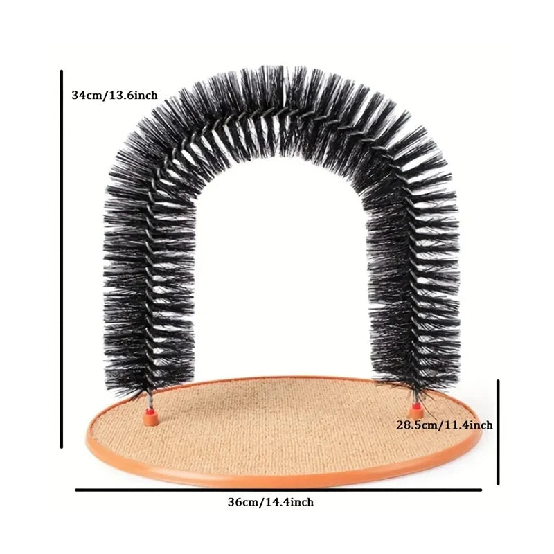 Cat Toy Arch Self Groome Pamper Feline with A Massage Grooming Rubbing Brush with Scratching Pad Toy for Cats Interactive Toys