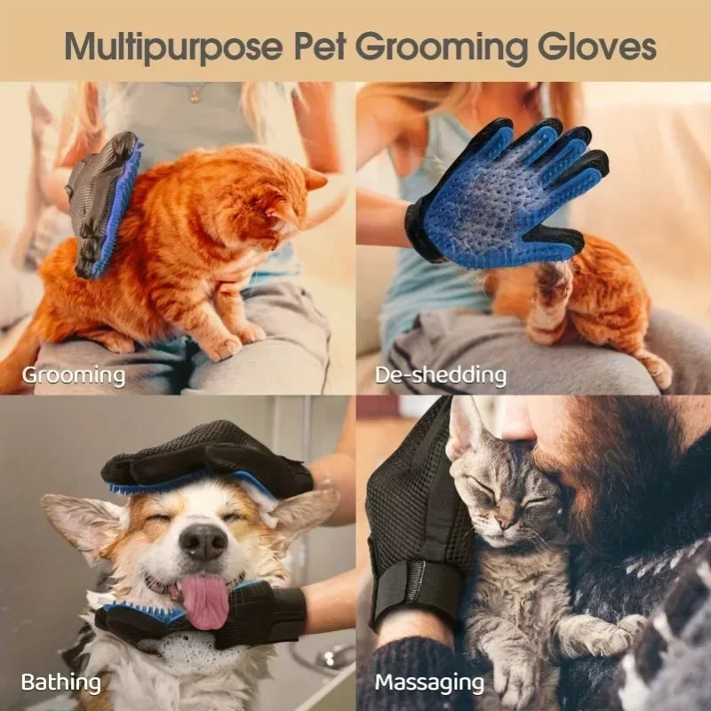Pet Grooming Glove Brush for Cats and Dogs - 2-in-1 Hair Removal Glove With Massage and Hair Removal Functions Pet Dog Products