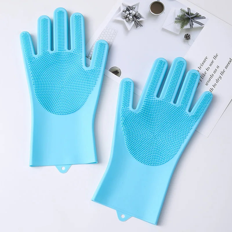 Pet Grooming Gloves Gentle Dog Bathing Shampoo Brush Massage Mitt with Enhanced Efficient Deshedding Glove for Dogs Cats Rabbits