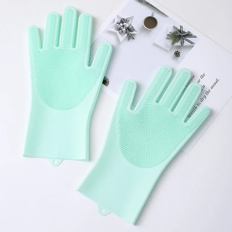 Pet Grooming Gloves Gentle Dog Bathing Shampoo Brush Massage Mitt with Enhanced Efficient Deshedding Glove for Dogs Cats Rabbits