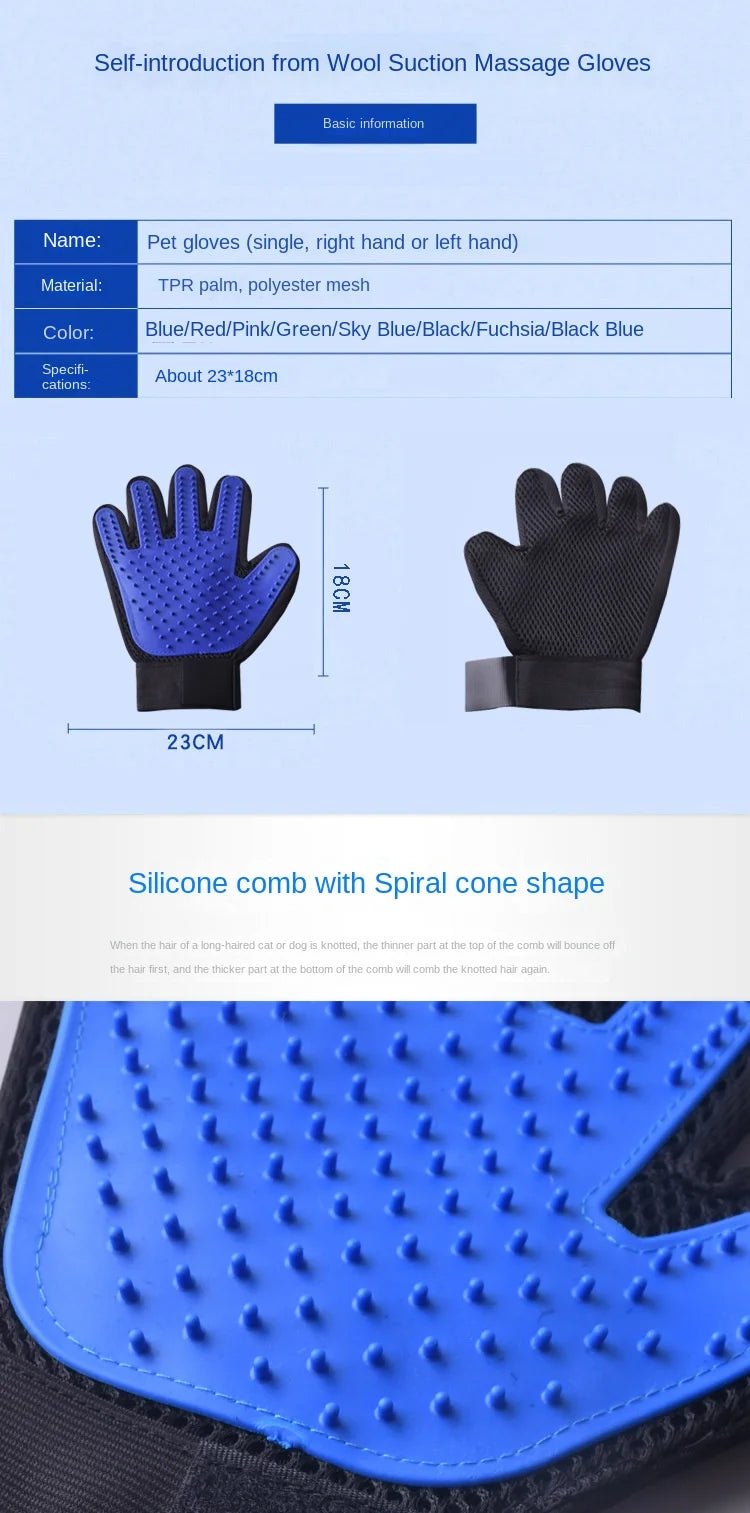 Pet Grooming Glove Brush for Cats and Dogs - 2-in-1 Hair Removal Glove With Massage and Hair Removal Functions Pet Dog Products
