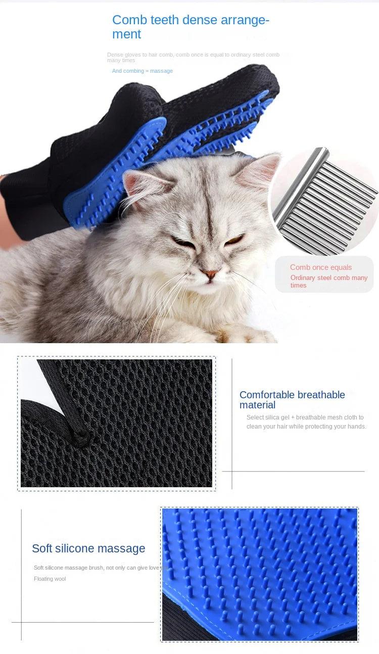 Pet Grooming Glove Brush for Cats and Dogs - 2-in-1 Hair Removal Glove With Massage and Hair Removal Functions Pet Dog Products