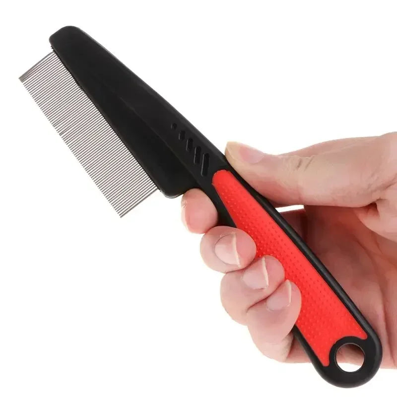 Dog Cat Grooming Comb - Teeth Shedding, Hair, Flea & Lice Removal, Stainless Steel, Deworming, Opening Knots