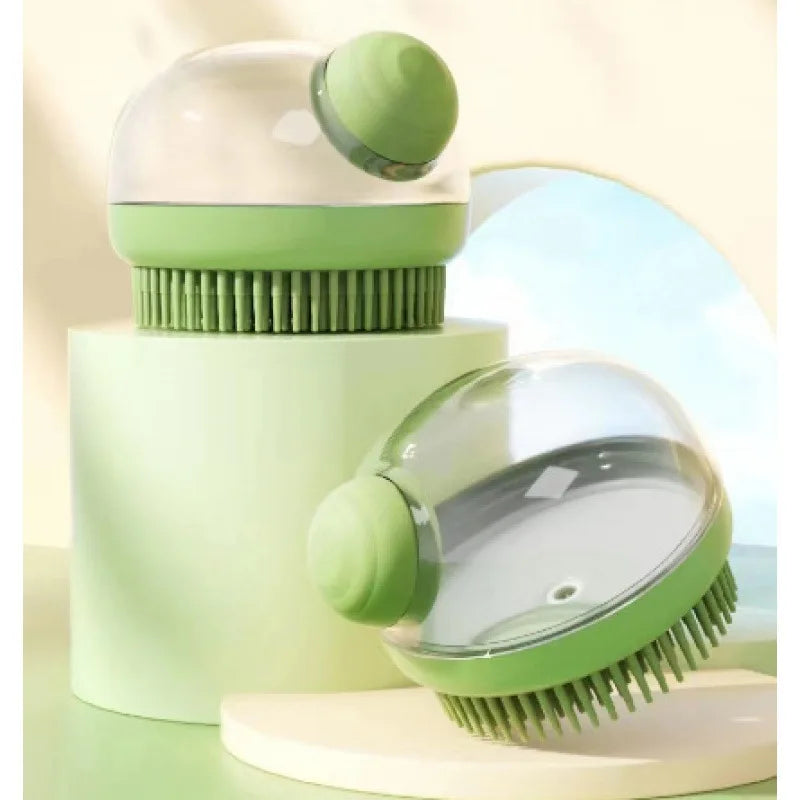 Dog Shower Brush Pet Dog Grooming Massage Bath Cleaning Brush with Shampoo Dispenser for Long Hair Dogs and Cats Shower
