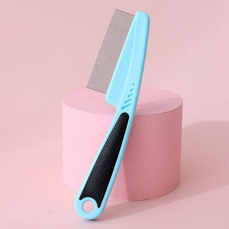 Dog Cat Grooming Comb - Teeth Shedding, Hair, Flea & Lice Removal, Stainless Steel, Deworming, Opening Knots