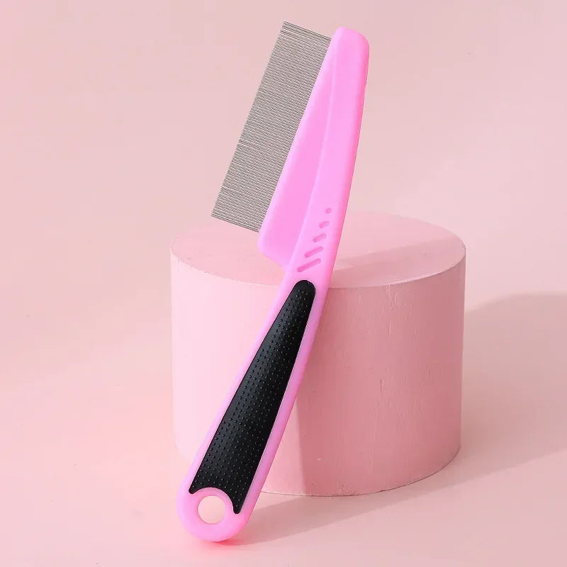 Dog Cat Grooming Comb - Teeth Shedding, Hair, Flea & Lice Removal, Stainless Steel, Deworming, Opening Knots