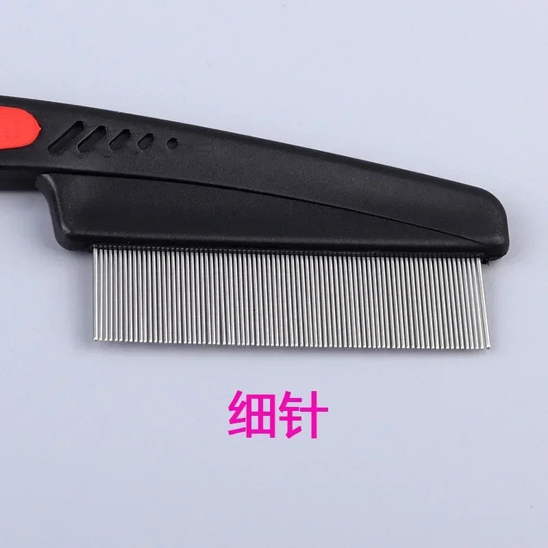 Dog Cat Grooming Comb - Teeth Shedding, Hair, Flea & Lice Removal, Stainless Steel, Deworming, Opening Knots