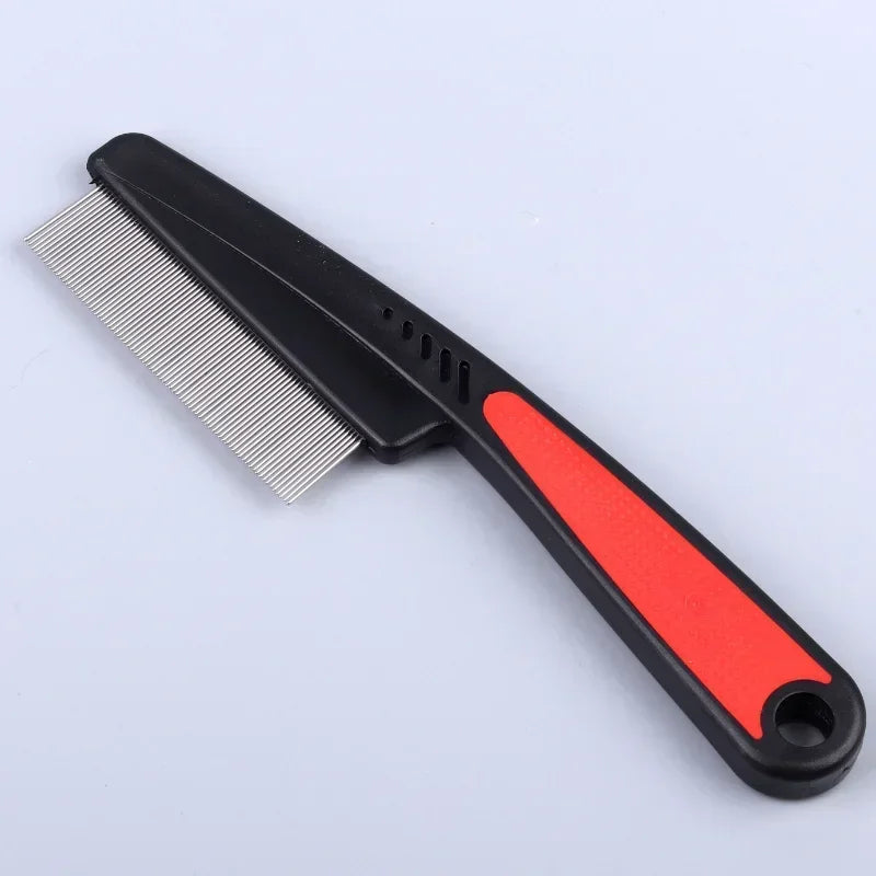 Dog Cat Grooming Comb - Teeth Shedding, Hair, Flea & Lice Removal, Stainless Steel, Deworming, Opening Knots