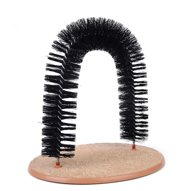 Cat Toy Arch Self Groome Pamper Feline with A Massage Grooming Rubbing Brush with Scratching Pad Toy for Cats Interactive Toys