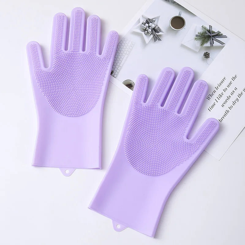 Pet Grooming Gloves Gentle Dog Bathing Shampoo Brush Massage Mitt with Enhanced Efficient Deshedding Glove for Dogs Cats Rabbits