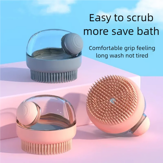 Dog Shower Brush Pet Dog Grooming Massage Bath Cleaning Brush with Shampoo Dispenser for Long Hair Dogs and Cats Shower